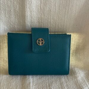 Giani Bernini Green Leather Wallet with Logo Clasp